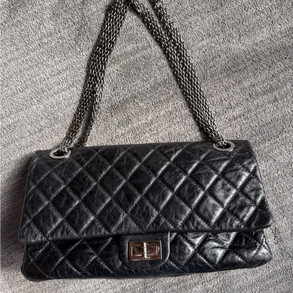 CHANEL aged calfskin quilted bag JUMBO black excellent condition like new